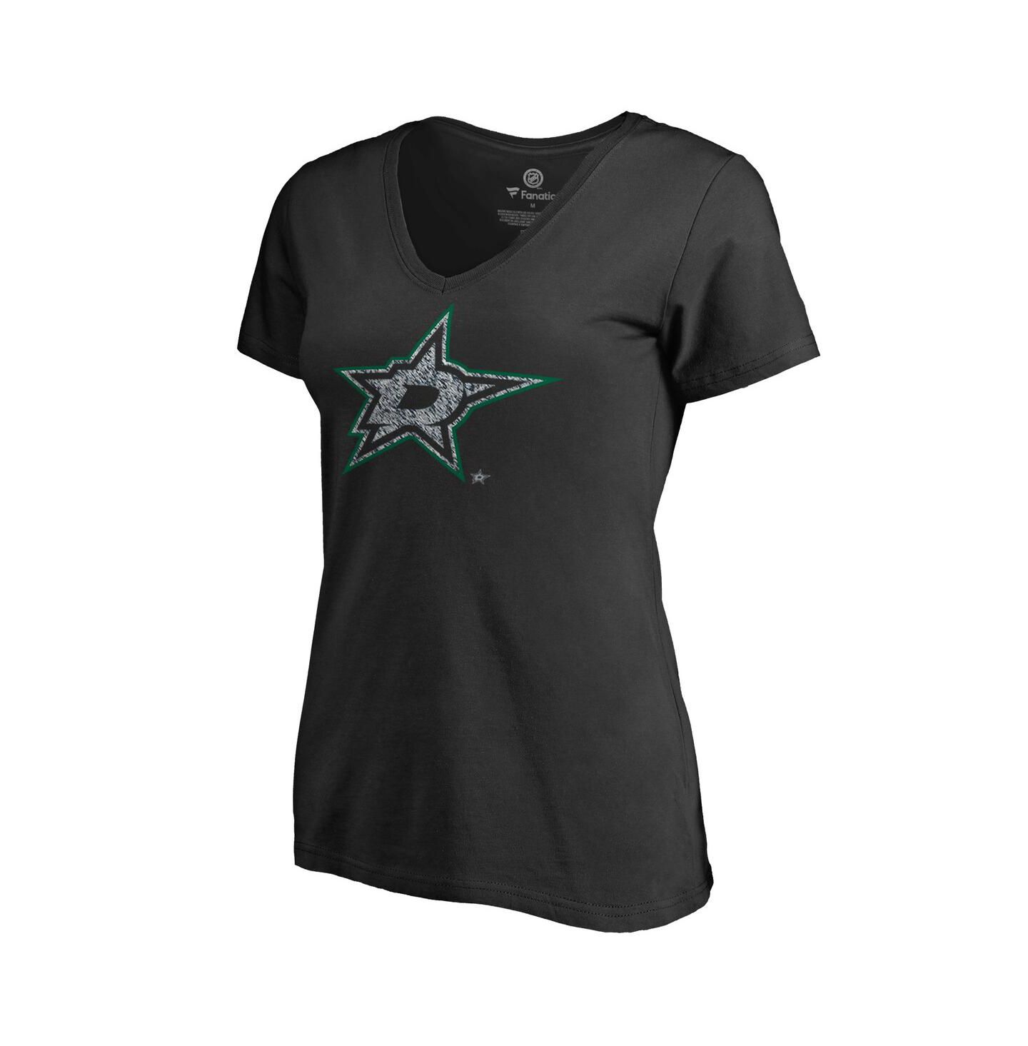 Женская футболка Fanatics Mto Label Black Dallas Stars Static Logo V-Neck — фото 1