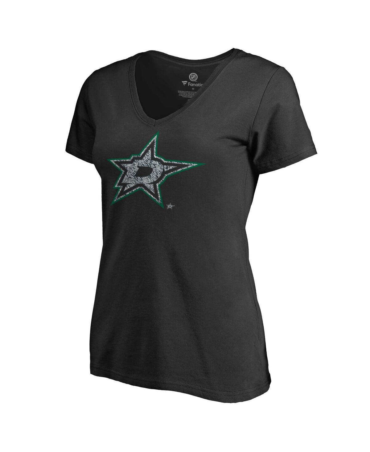 Women's Black Dallas Stars Static Logo V-Neck T-Shirt - Black