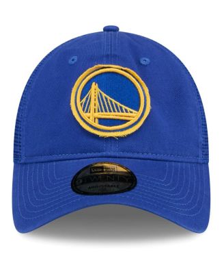 Men's Royal Golden State Warriors Rough Edge Logo Trucker 9TWENTY Adjustable Hat