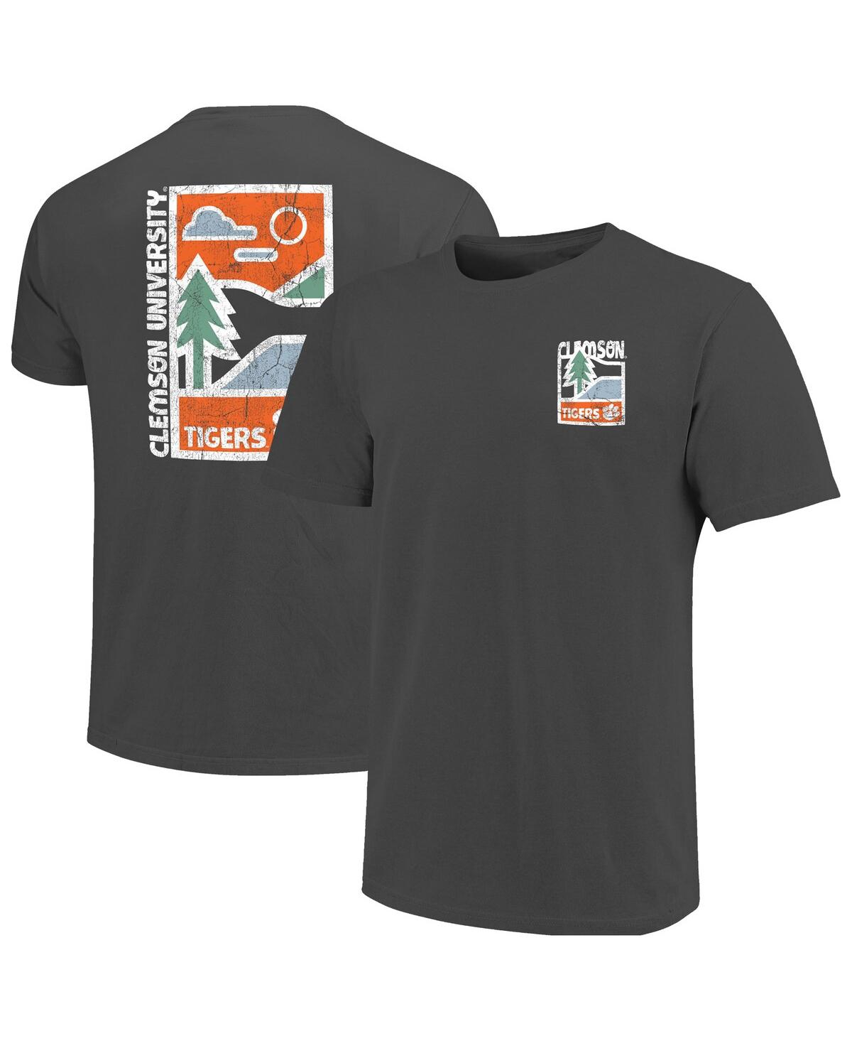 Men's Graphite Clemson Tigers Comfort Colors Minimal Vista Distressed Graphics T-Shirt - Graphite
