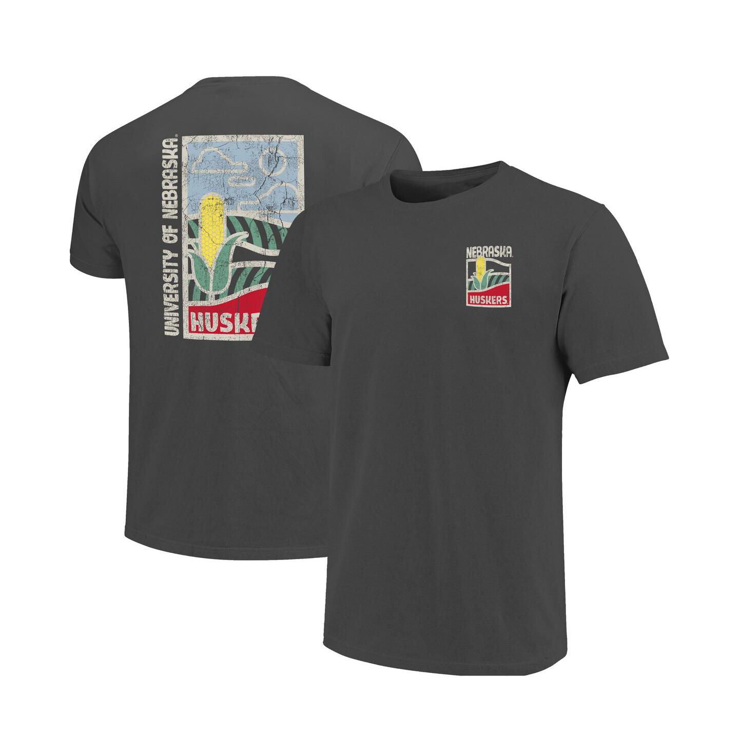 Мужская футболка Image One Graphite Nebraska Huskers Comfort Colors Minimal Vista Distressed Graphics — фото 1