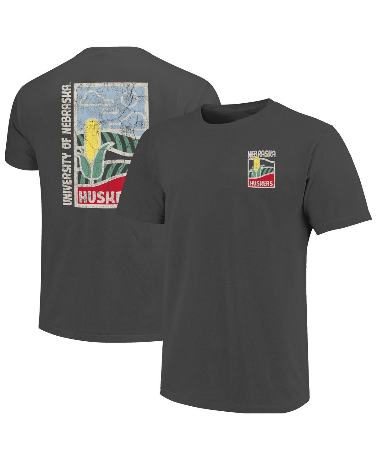 Men's Graphite Nebraska Huskers Comfort Colors Minimal Vista Distressed Graphics T-Shirt - Graphite