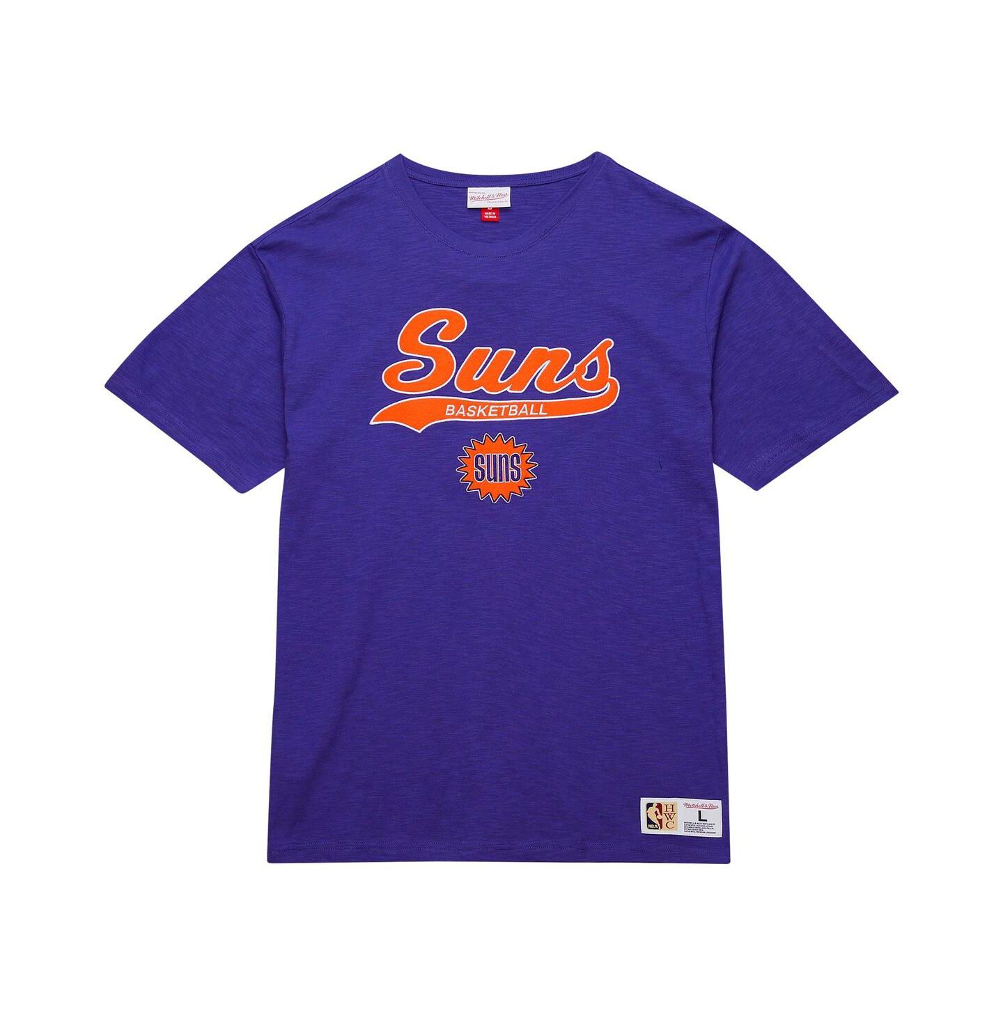 Мужская футболка Mitchell & Ness Purple Phoenix Suns Hardwood Classics Felt Applique Slub — фото 3