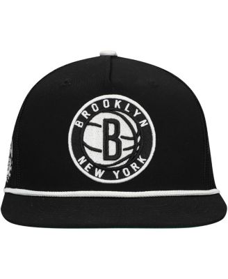Men's Black Brooklyn Nets Roper Trucker Snapback Hat