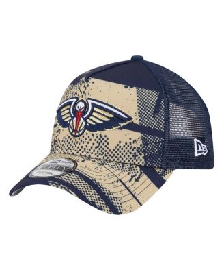 Men's Navy/Gold New Orleans Pelicans Tip Off A-Frame Trucker 9FORTY Adjustable Hat