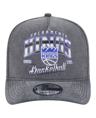 Men's Charcoal Sacramento Kings Throwback Washed Pre-Curved 9FIFTY Snapback Hat