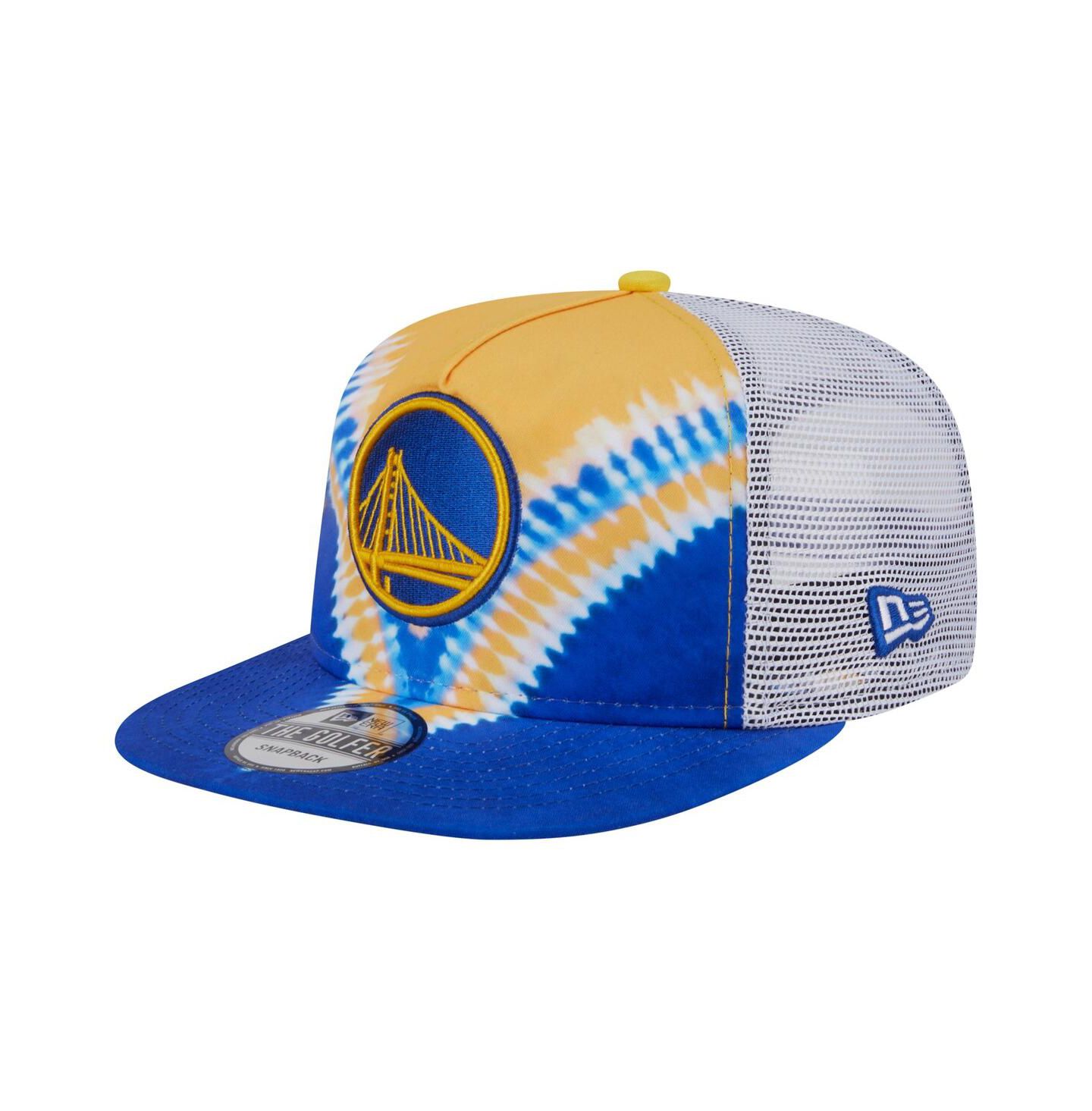 Мужская кепка New Era Royal/Gold Golden State Warriors Throwback Dye Golfer Snapback Hat — фото 1