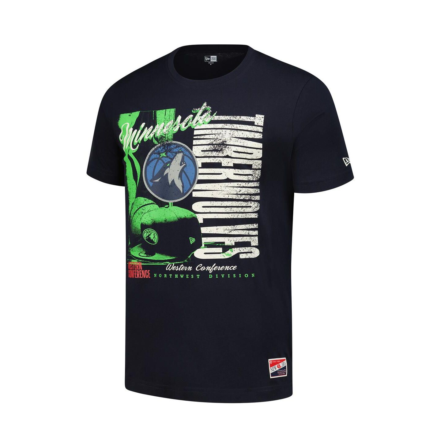 Мужские футболки New Era Navy Minnesota Timberwolves Distressed Throwback Vintage Color Pack — фото 2