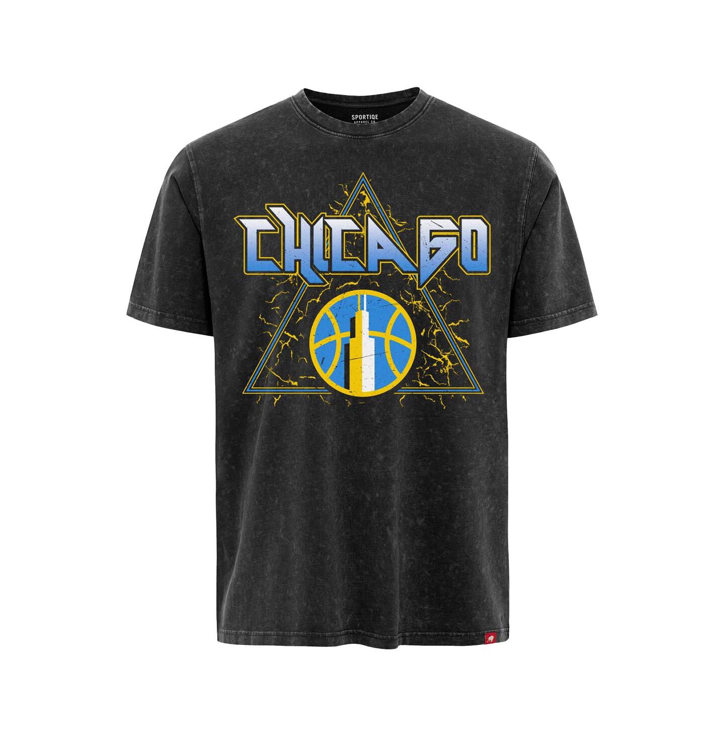 Футболка Sportiqe Black Chicago Sky Rock Roll Collection Angus Mineral Wash Premium — фото 2