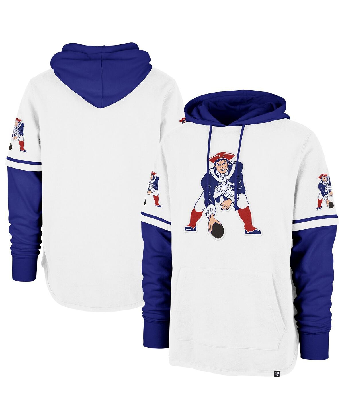 Men's White New England Patriots Throwback Shortstop Pullover Hoodie Sweatshirt - White