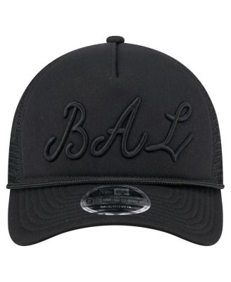 Men's Black Baltimore Orioles City Initial 9FORTY A-Frame M-Crown Adjustable Trucker Hat