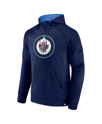 Men's Navy Winnipeg Jets Iconic Defender Raglan Pullover Hoodie