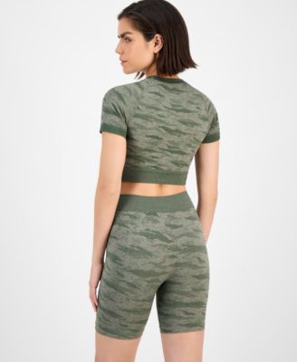 Women's Printed Seamless Short-Sleeve Cropped Top