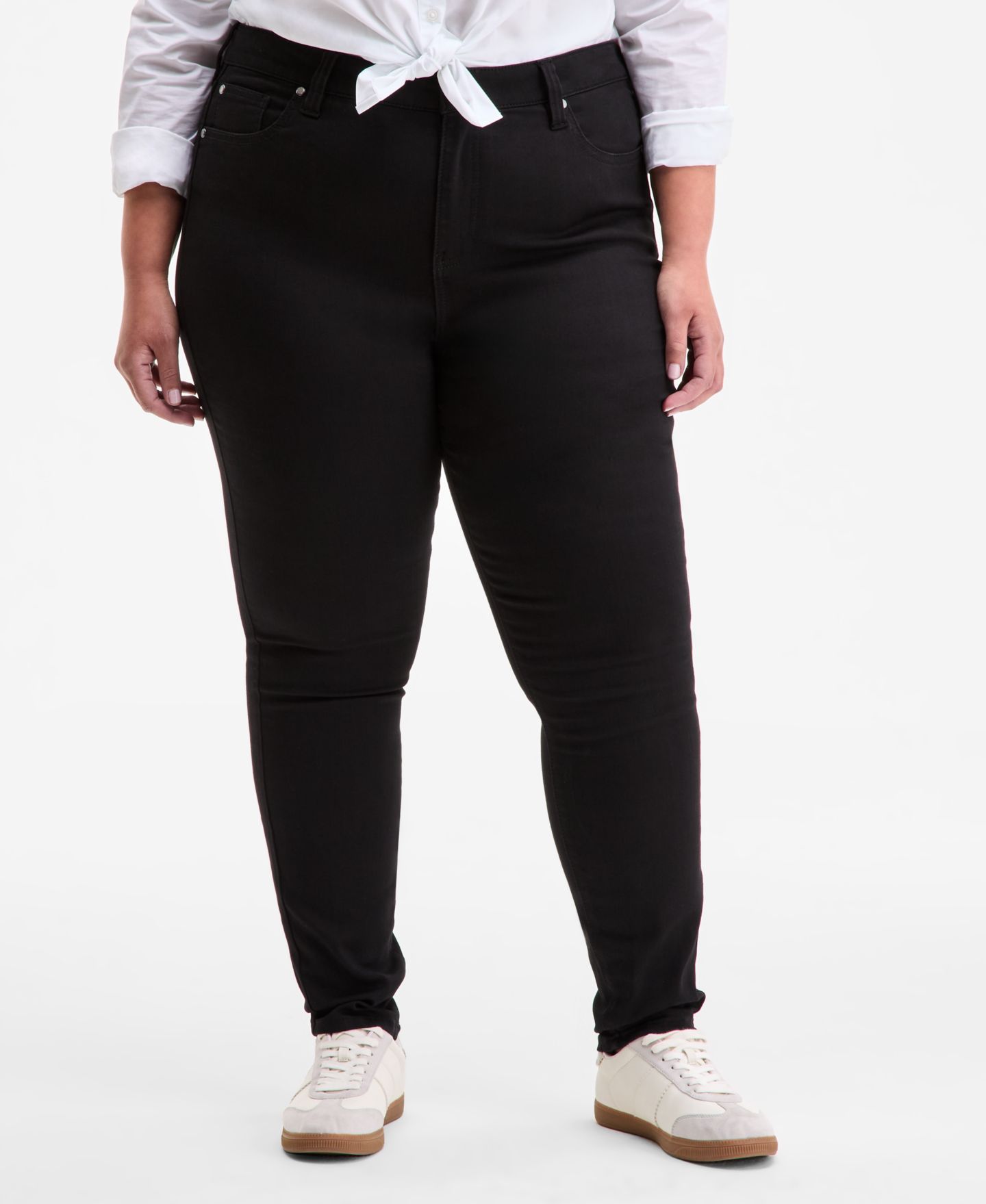 Женские джинсы On 34th Trendy Plus Size Mid-Rise Skinny, цвет: Чёрный — фото 3