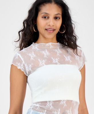 Women's Floral Stretch-Lace Top, Macy's Exclusive