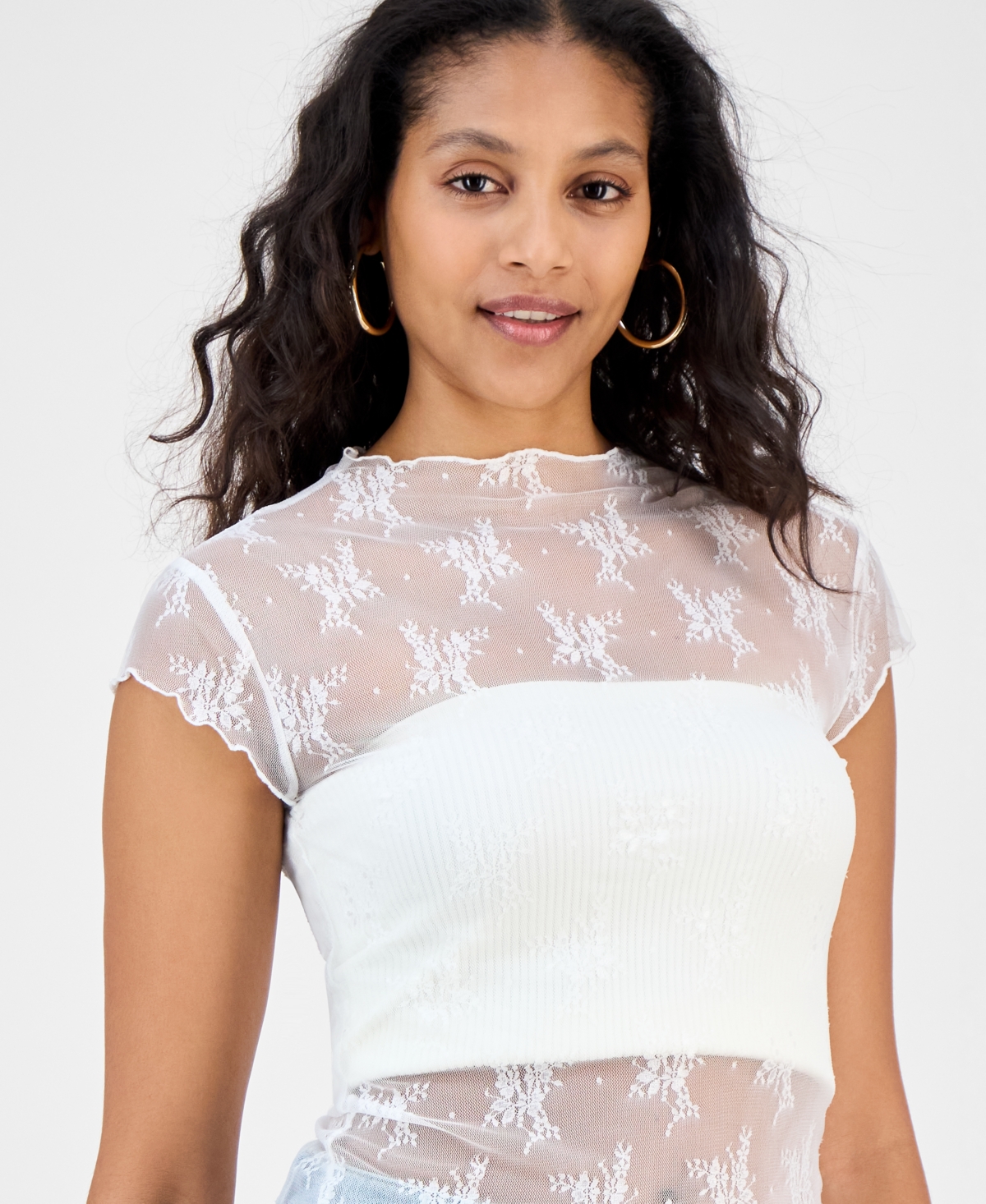 And Now This Women's Floral Stretch-Lace Top, Macy's Exclusive