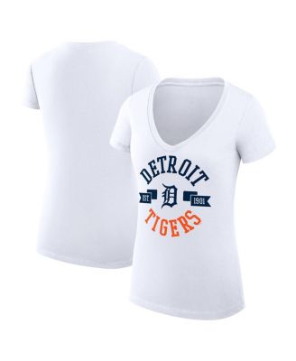 G-III 4Her by Carl Banks - Women's White Detroit Tigers City Graphic V-Neck Fitted T-Shirt