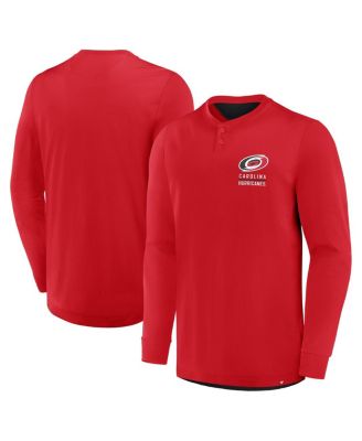 Fanatics - Men's Red Carolina Hurricanes Adrenaline Push Long Sleeve Henley Shirt