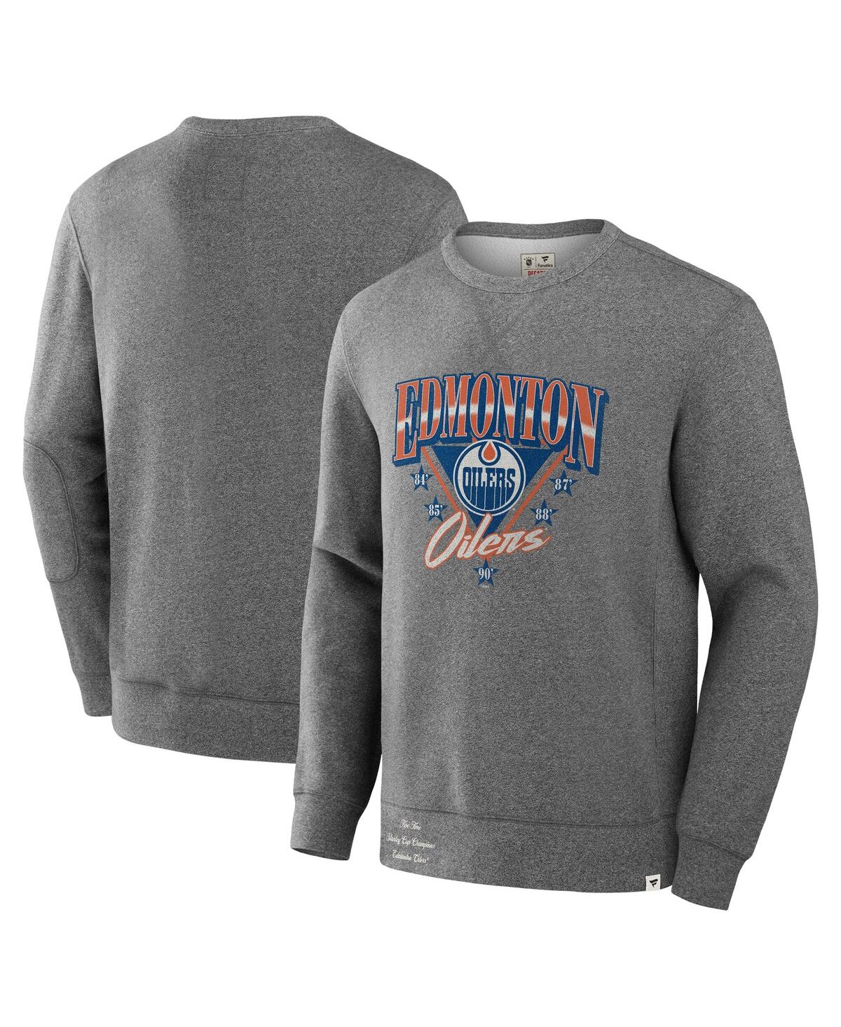 Fanatics Men's Heather Gray Edmonton Oilers Decades Collection Legendary Fleece Pullover Sweatshirt In Gray