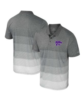 Colosseum - Men's Gray Kansas State Wildcats Striped Mesh Polo