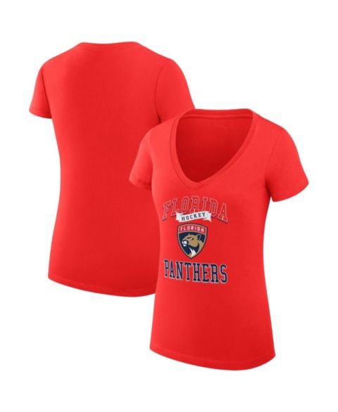 Женская футболка G-III 4Her by Carl Banks Red Florida Panthers Team Logo Graphic V-Neck Fitted