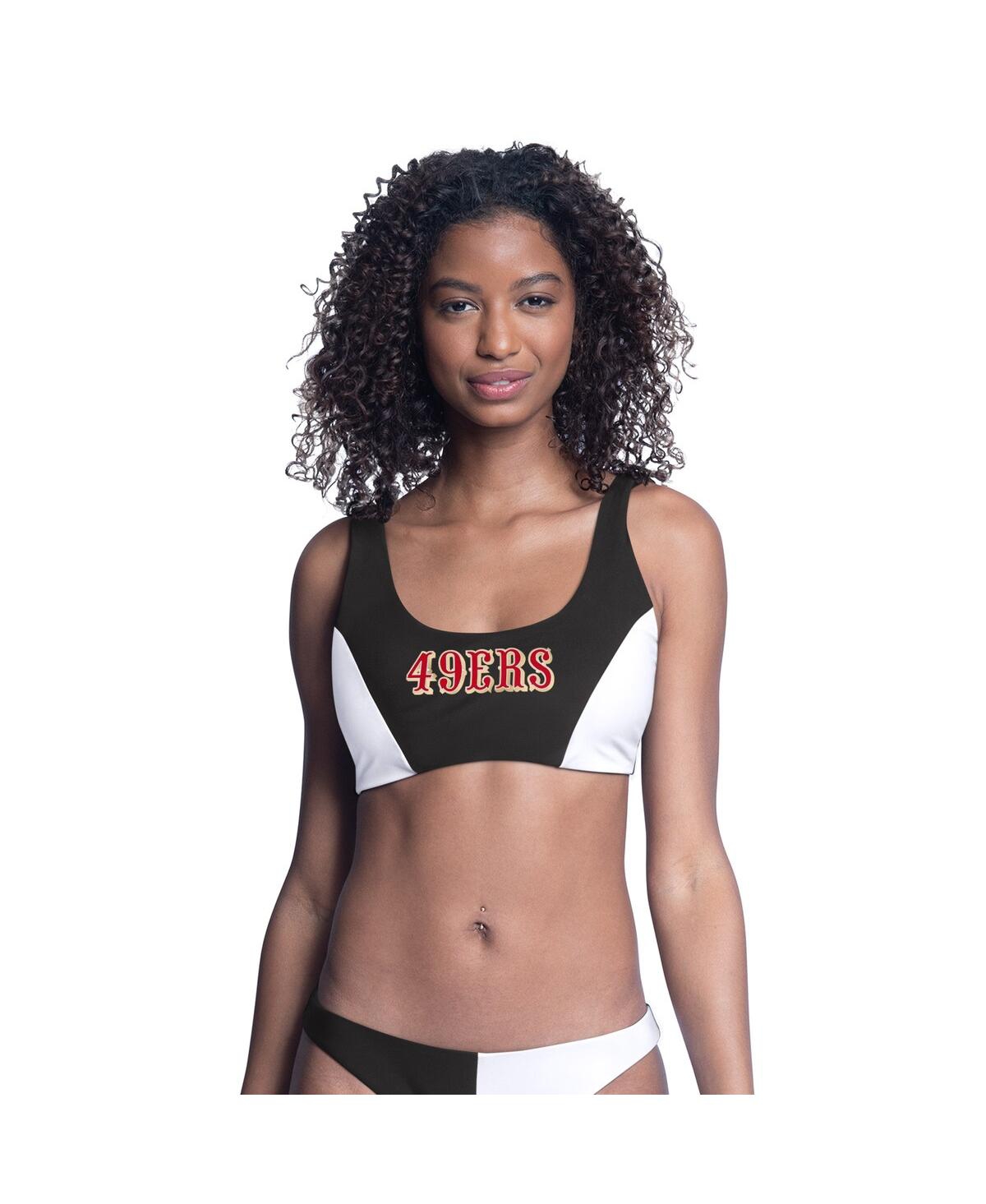 Women's Black San Francisco 49ers Brief Game Bikini Top - Black