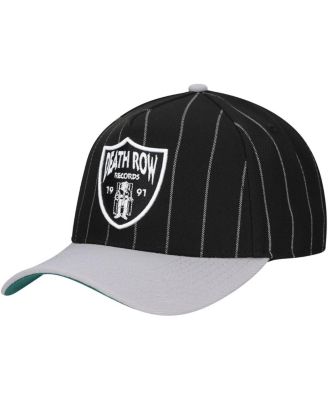 Lids - Men's Black Death Row Records A-Frame Pin Stripe Adjustable Hat