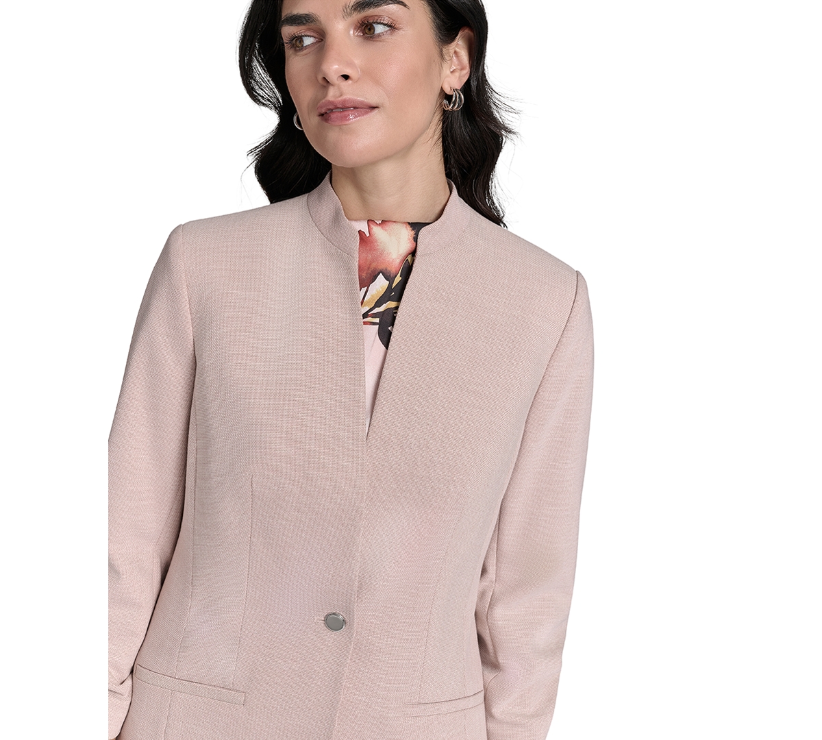 Calvin Klein Women's Textured 3/4-sleeve One-button Jacket