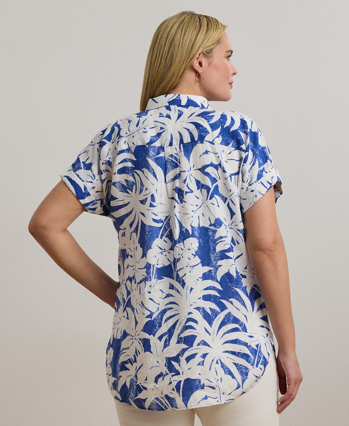 Ralph Lauren Plus Size Relaxed-fit Print Short-sleeve Shirt In Multi