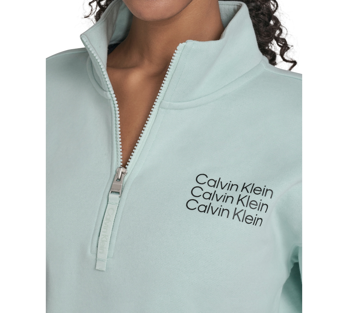 Calvin Klein Performance Women's Mini Triple Logo Fleece Half-zip Pullover Sweatshirt