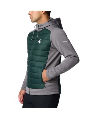 Men's Green/Gray Michigan State Spartans Out-Shield Hybrid Full-Zip Hoodie Jacket