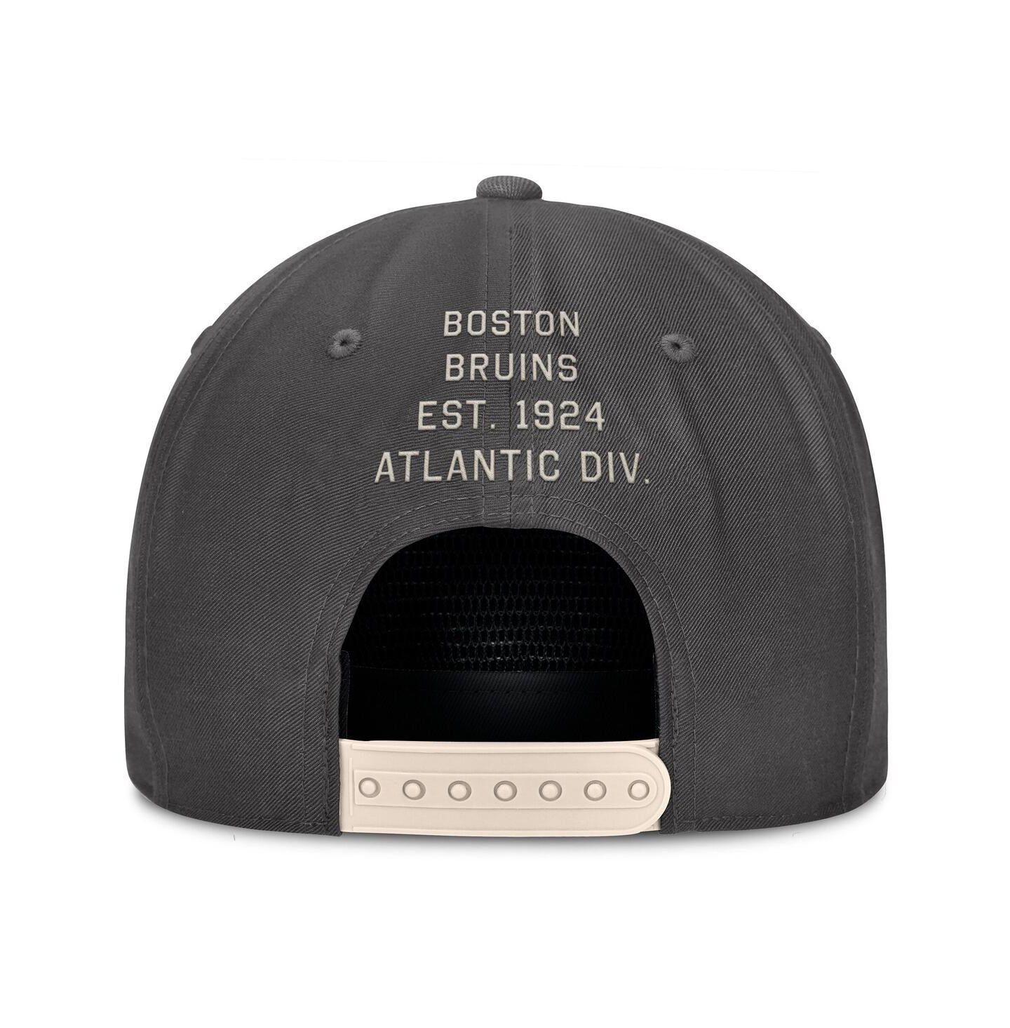 Мужская кепка Fanatics Charcoal Boston Bruins Closer Adjustable Hat — фото 4