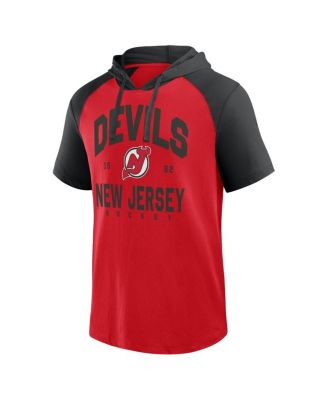 Men's Red New Jersey Devils Prime Raglan Short Sleeve Pullover Hoodie