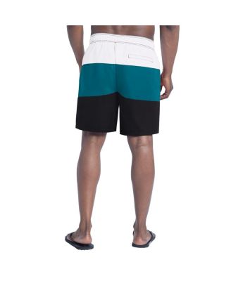 Men's Black/Teal Jacksonville Jaguars Sunrise Volley Swim Shorts