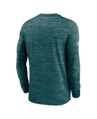 Men's Midnight Green Philadelphia Eagles Sideline Velocity Performance Long Sleeve T-Shirt
