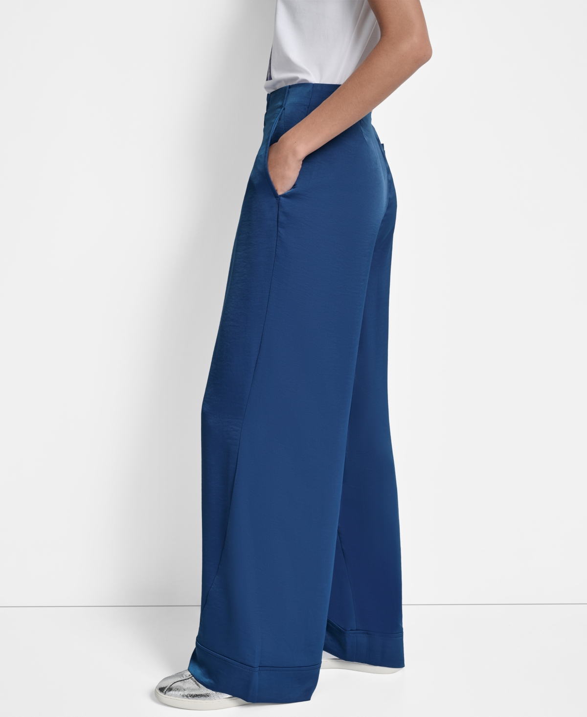 Dkny Wide Leg Pants In Blue