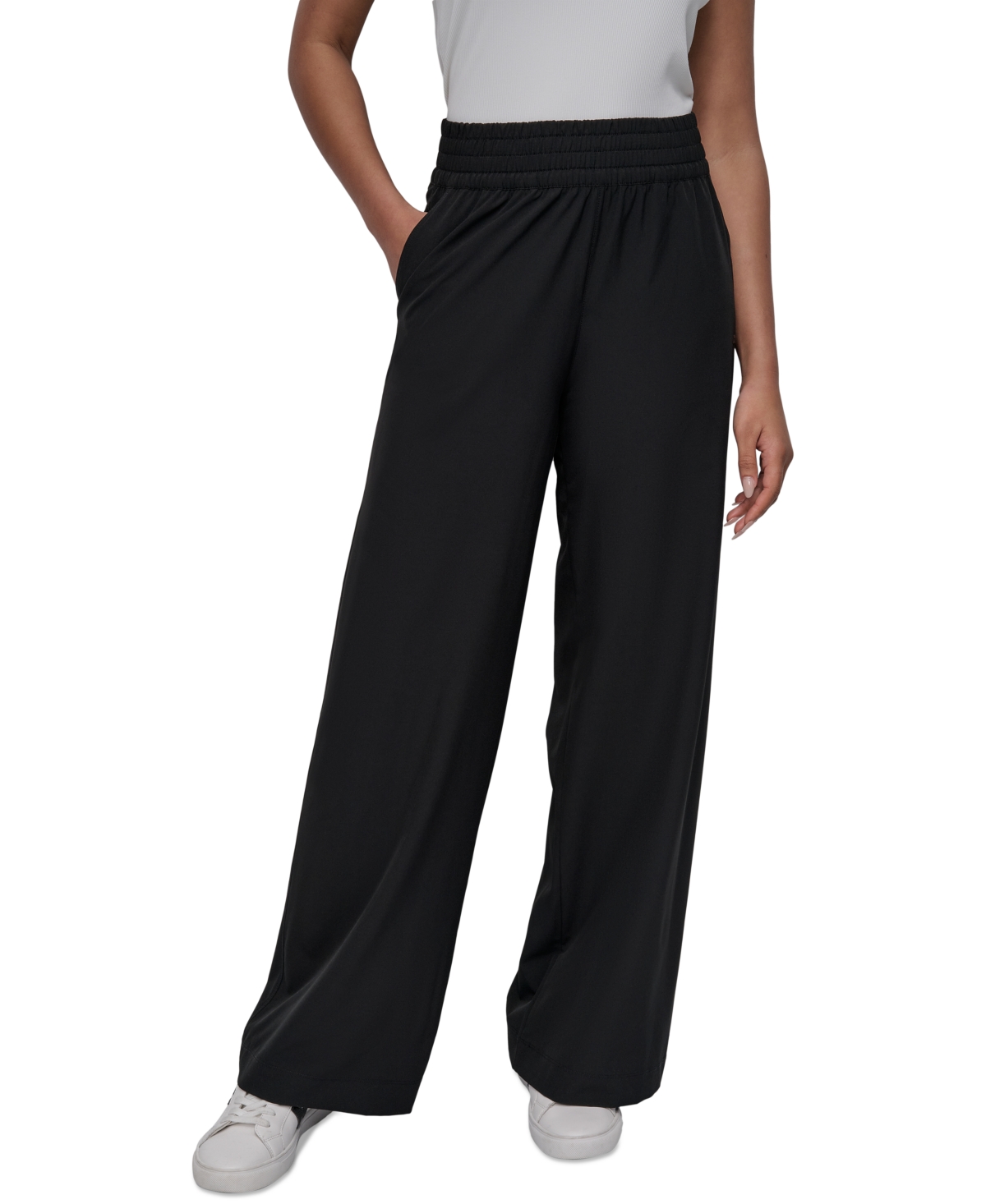Sport Women's Hudson Stretch Wide-Leg Pull-On Pants - Black