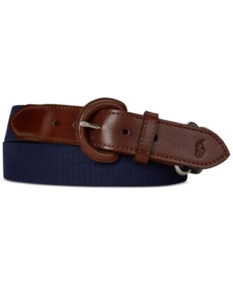 Men's Webbed Cotton & Leather Belt