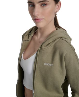 Women's Studded Mini-Logo Full-Zip Fleece Hoodie