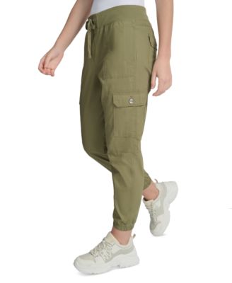 Sport Women's Cotton Ribbed-Waist Jogger Cargo Pants