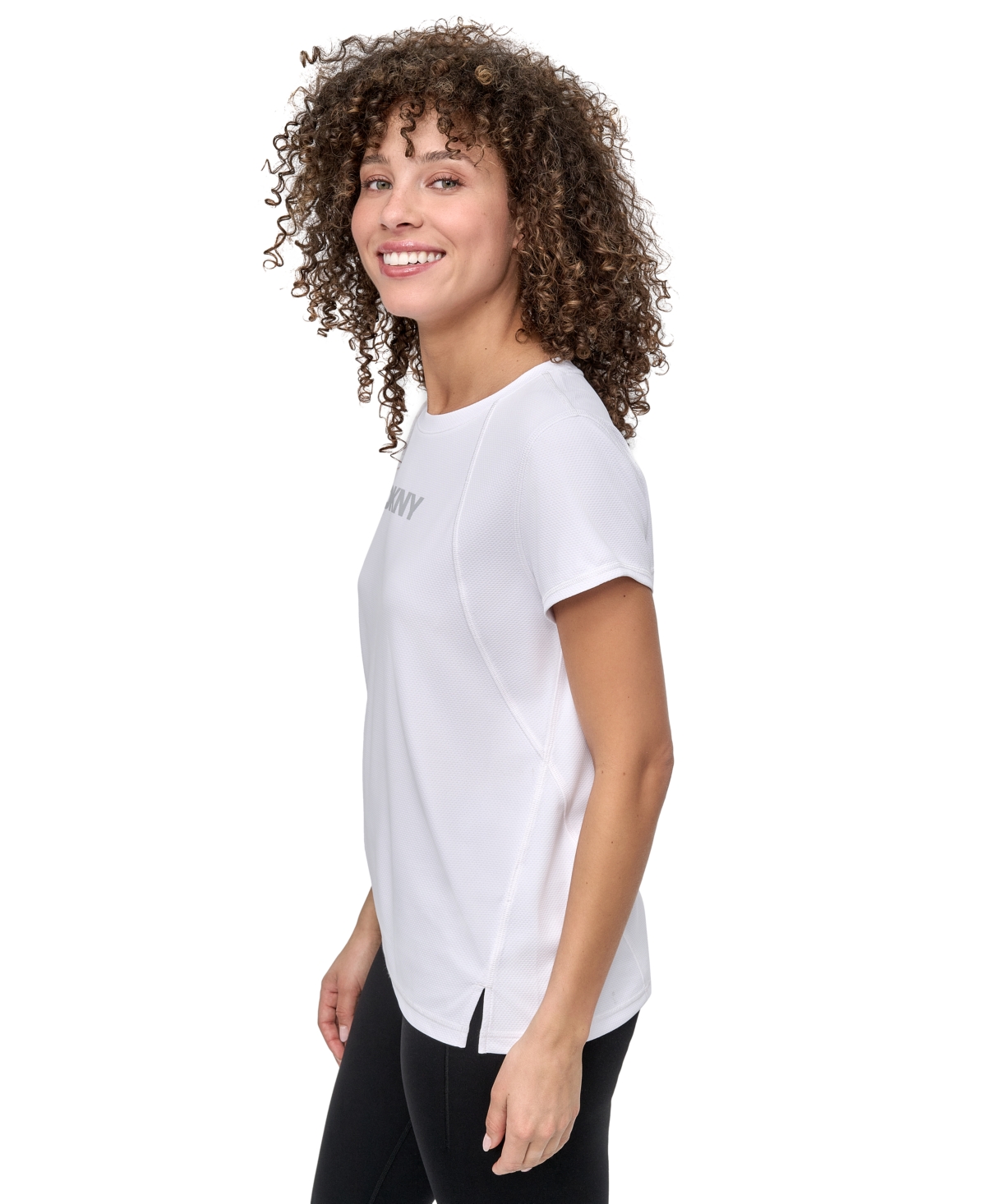 Dkny Sport Women's Tech Logo Raglan-sleeve T-shirt In White