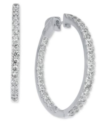 Macy's - Diamond In and Out Hoop Earrings (3 ct. t.w.)