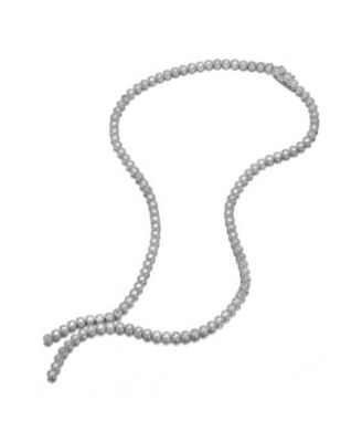 Sterling Silver with White Gold Plated Clear Round Cubic Zirconia Bezel Set Necklace