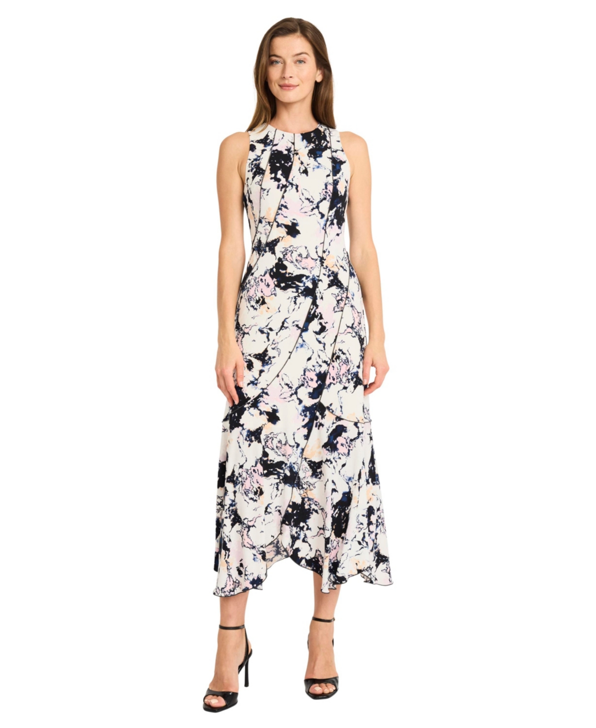 Women's Sleeveless Midi Dress - Cream, Black