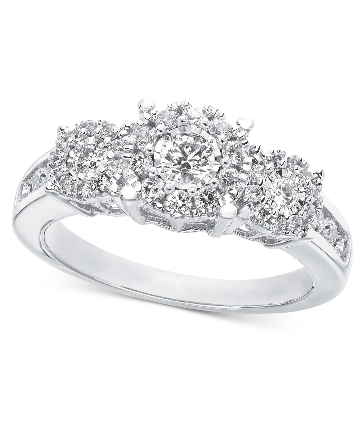 Украшения Macy's Diamond Three Stone Engagement Ring (3/4 ct. t.w.) in 14k White, Yellow or Rose Gold — фото 1