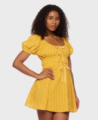 Juniors' Short-Sleeve Fit & Flare Dress