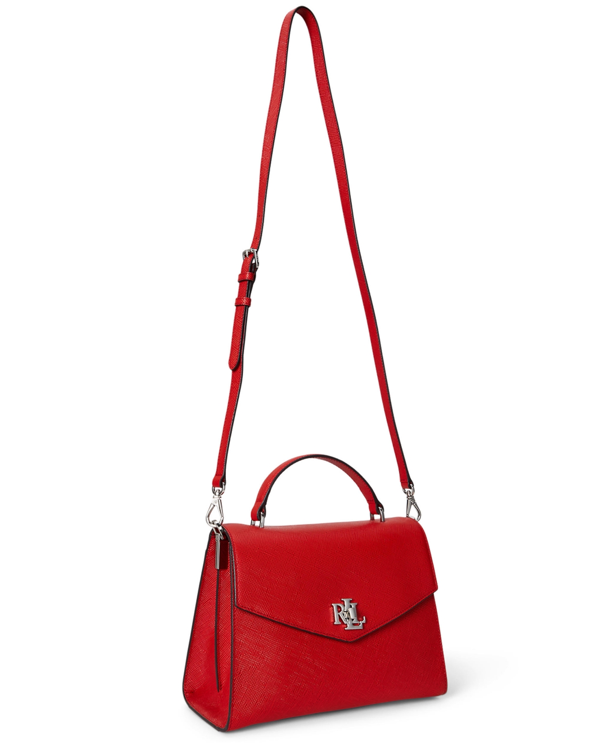 Ralph Lauren Textured Leather Large Farrah Satchel In Red