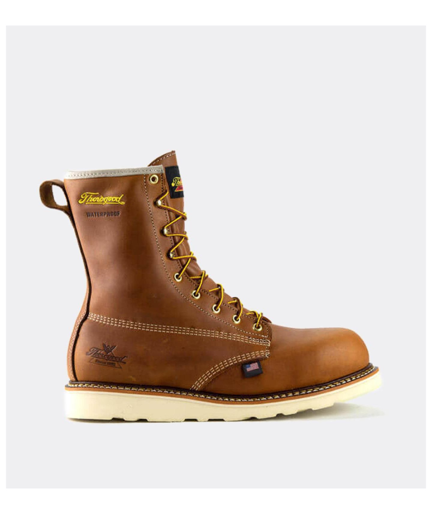 Мужские ботинки Thorogood American Heritage Waterproof 8" Tobacco Safety Toe Work Boots for Men, цвет: Табачный — фото 1