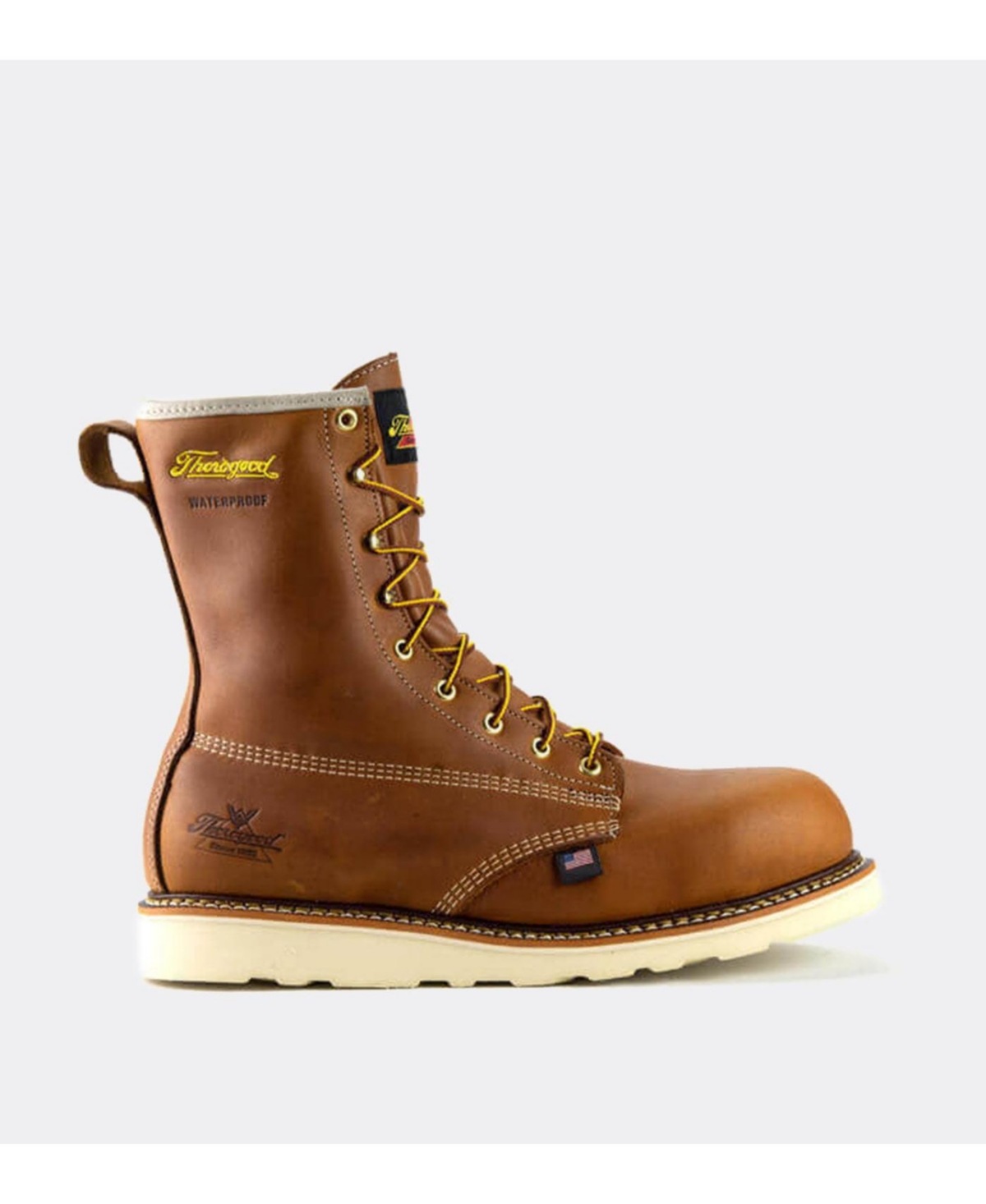 American Heritage Waterproof 8" Tobacco Safety Toe Work Boots for Men - Tobacco