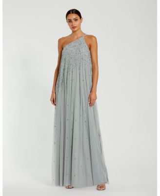 Women's One Shoulder Embellished Trapeze A Line Gown